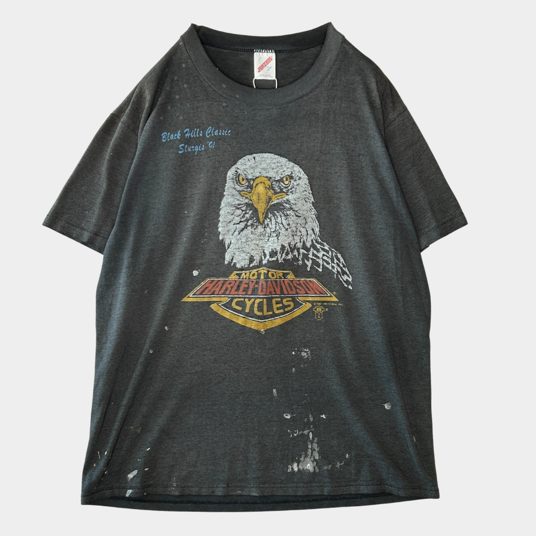 80's Harley-Davidson ”スタージス・ラリー” イーグルプリントTシャツ 黒 (L)/A4047T-SO