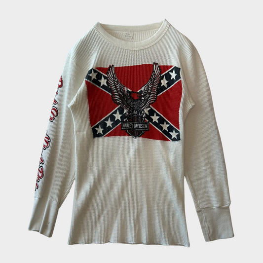 90's Harley-Davidson サーマル ロングTシャツ 白 (M)/A6489T-SO