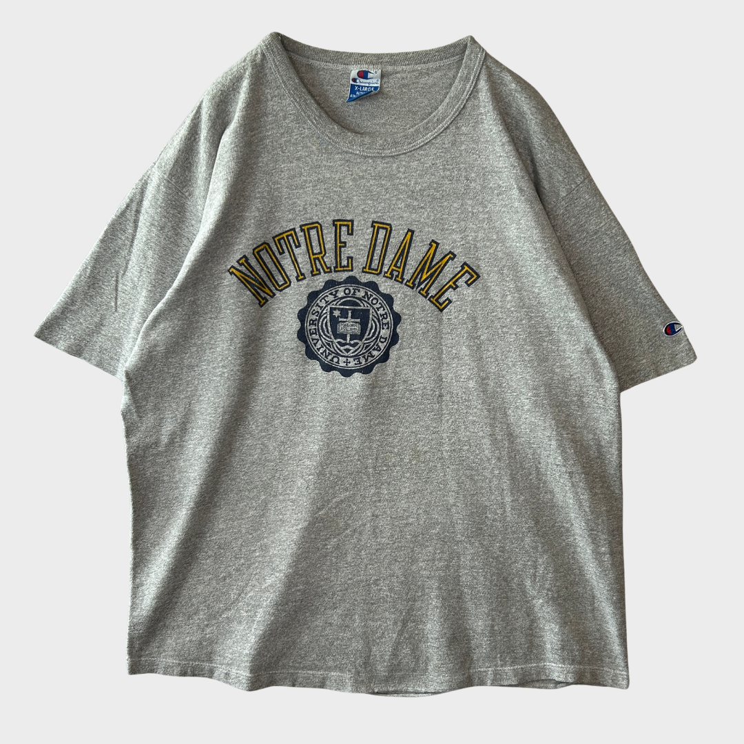 90's Champion NOTRE DAME カレッジTシャツ グレー(XL)/A7446T-SO