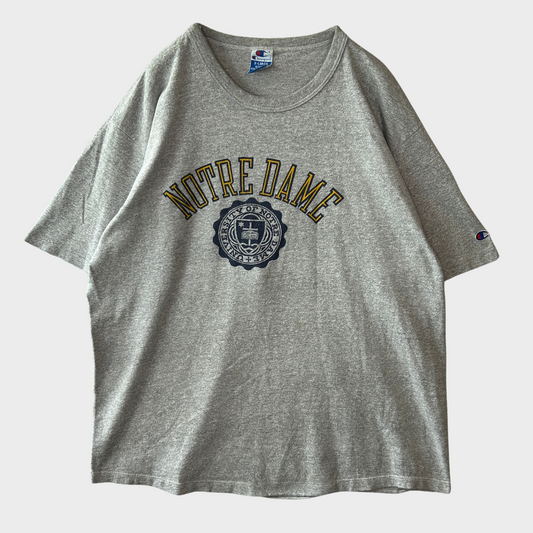 90's Champion NOTRE DAME カレッジTシャツ グレー(XL)/A7446T-SO
