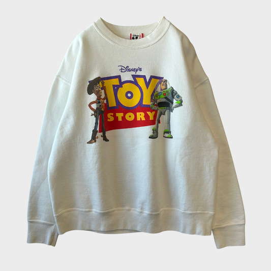 90's Disney ディズニー TOY STORY トイストーリー キャラクター スウェット 映画 白(L) /C0130S-SO