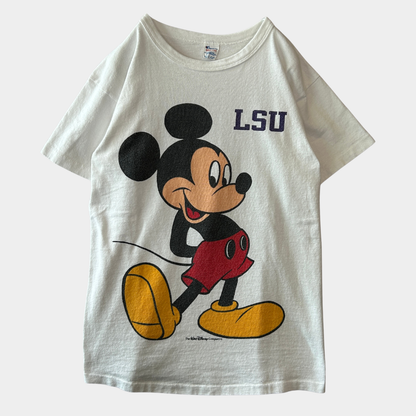 80's Champion チャンピオン トリコタグ LSU(ルイジアナ州立大学) カレッジTシャツ ミッキー Disney 白(M)/C0958T-SO