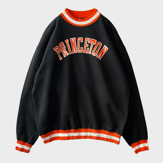 70's Russell Athletic ラッセル PRINCETON カレッジスウェット 黒オレンジ(XL)/C0628S-SO