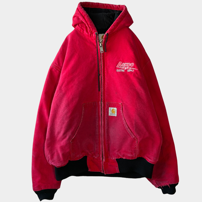 90's Carhartt カーハート "Askco Electric Supply" 企業ロゴ アクティブジャケット 赤 (サイズ不明)/C0193J-SO