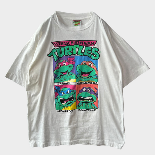 90's TURTLES ミュータント・タートルズ キャラクターTシャツ 白 (XL)/A7021T-SO