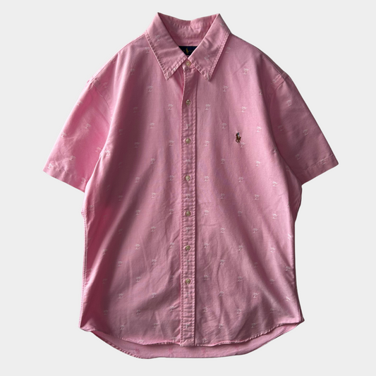 00's Ralph Lauren ラルフローレン オックスフォードシャツ ヤシの木 ピンク(L)/B2327SH-SO