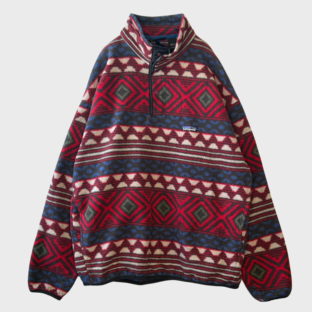 90's Patagonia パタゴニア "Saltillo" synchilla snap-t シンチラスナップT サルティーヨ柄 (L)/C0083F-SO