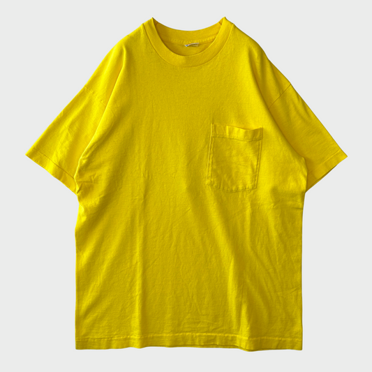 90's Fruit Of The Loom ポケットTシャツ シングルステッチ 黄 (L)/2805T-SO