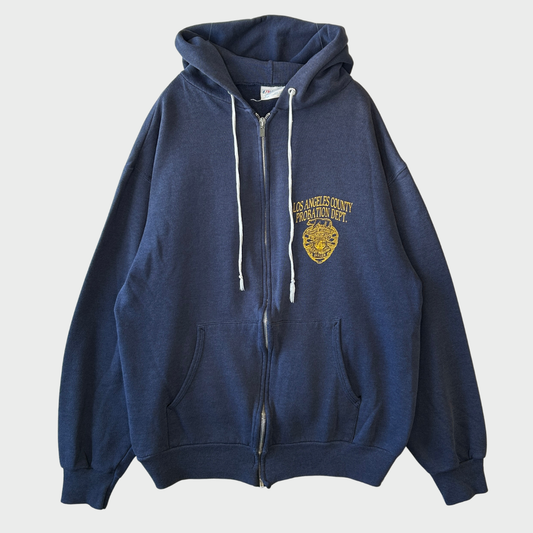 90's Hanes ヘインズ LOS ANGELES COUNTY PROBATION DEPT. スウェット ジップフーディー ネイビー (L) /B1707S-SO