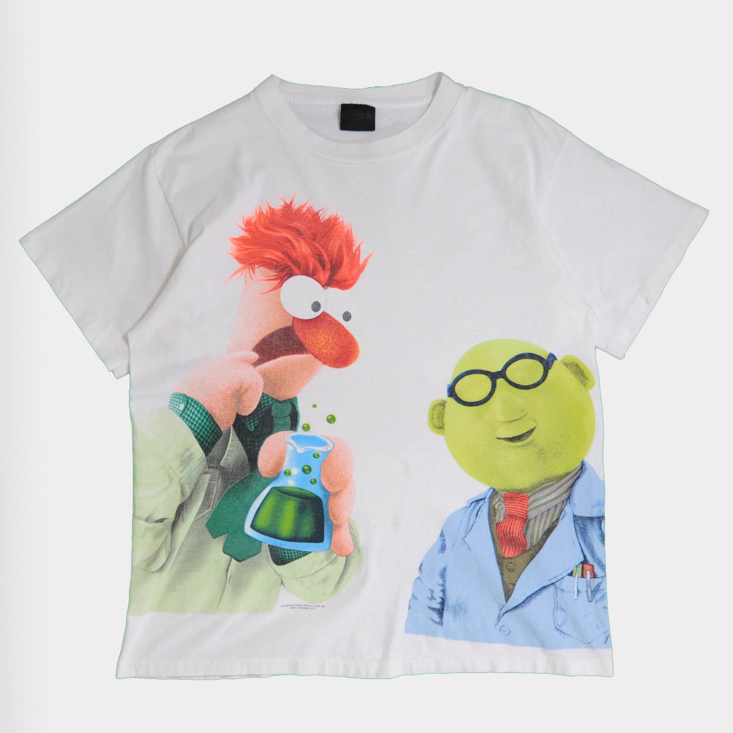 90's Sesame Street ブンセン博士＆ビーカー キャラクターTシャツ 白(L)/A3823T-SO