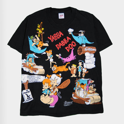 90's THE FLINTSTONES"YABBA DABBA DOO" キャラクターT 黒 (L)/A3540T-S