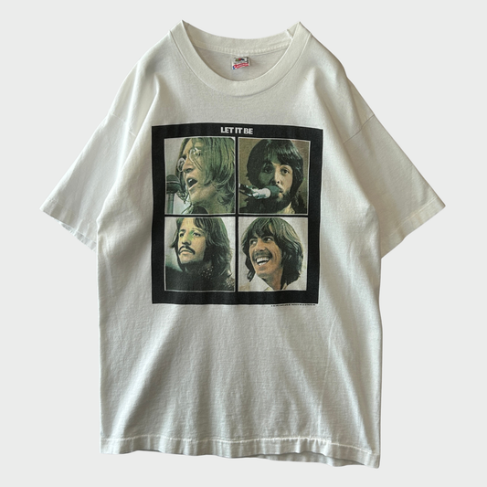 90's FRUIT OF THE LOOM フルーツオブザルーム The Beatles ビートルズ LET IT BE アルバム ジャケ写 Tシャツ 白 (L) /A3437T-SO
