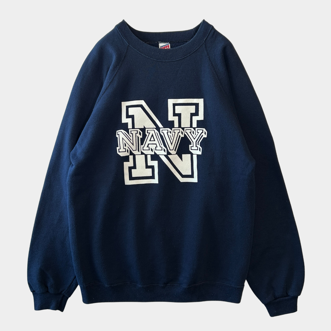 90's Soffe Sweats NAVY ラグランスウェット ミリタリー  紺 (L)/A8537S-SO