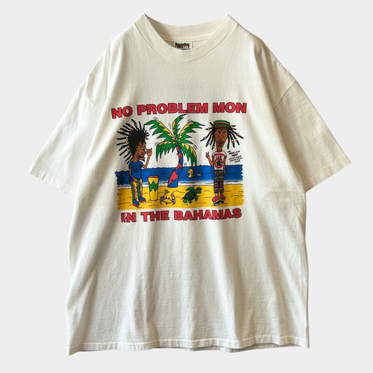 90's BEAVIS AND BUTT-HEAD "NO PROBLEM MON BAHAMAS" プリントtシャツ 白 (XL)/B2729S-SO