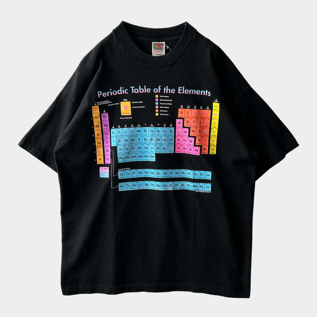 90's FRUIT OF THE ROOM 化学元素周期表 Tシャツ 黒 (XL)/B1984T-SO
