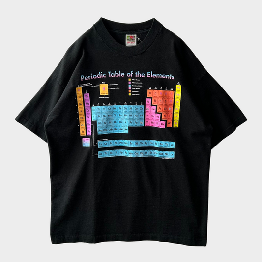 90's FRUIT OF THE ROOM 化学元素周期表 Tシャツ 黒 (XL)/B1984T-SO