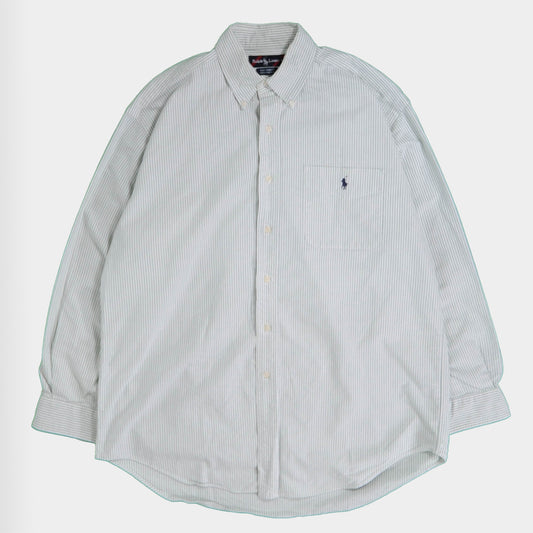 Ralph Lauren Big Shirt ストライプ 緑白 (M)/A4545SH-SO