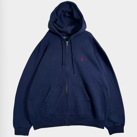 00's  Ralph Lauren ジップアップフーディ 紺 (XL)/A4861S-SO