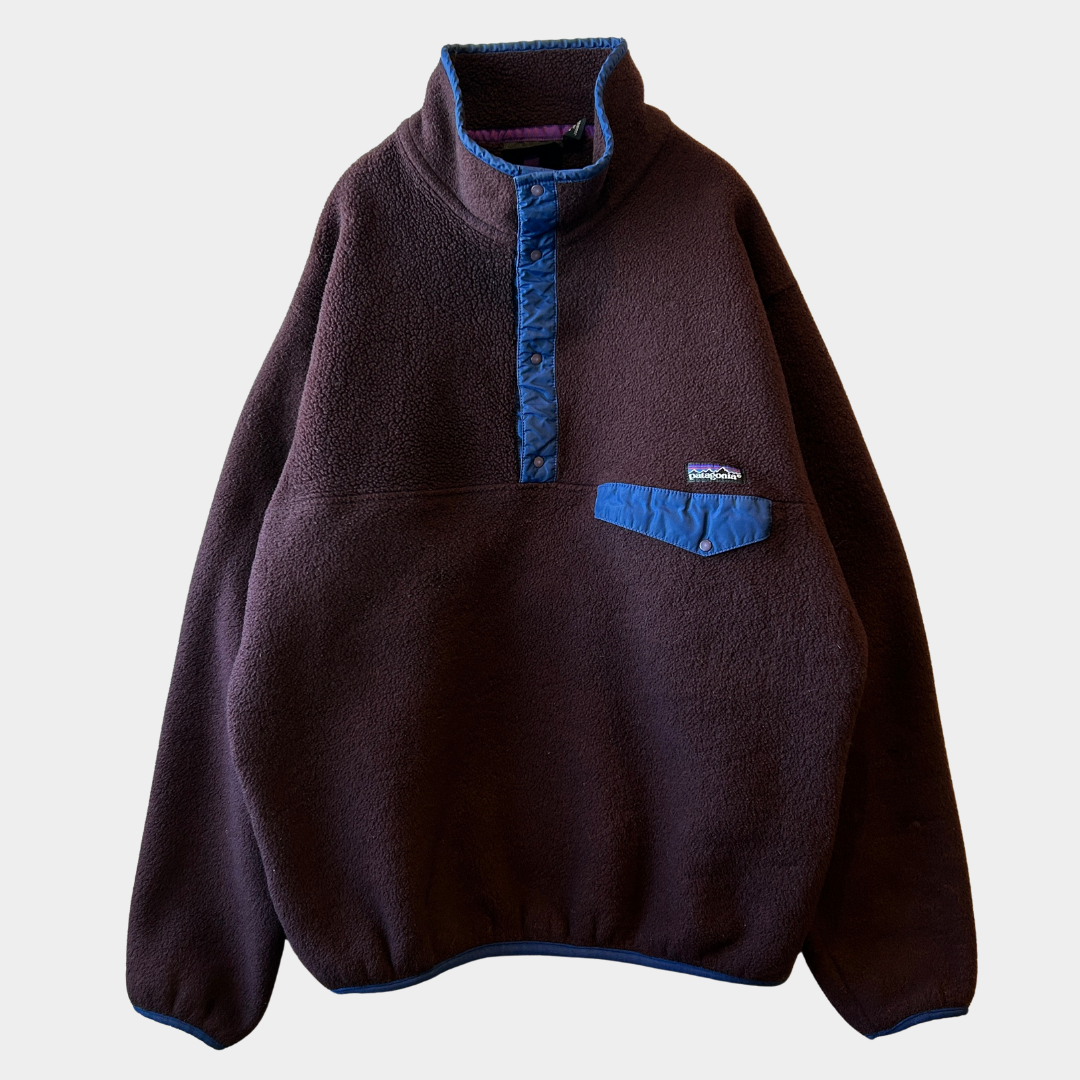 90's Patagonia パタゴニア スナップT ビターチョコ×サファイア (L)/C0098F-SO