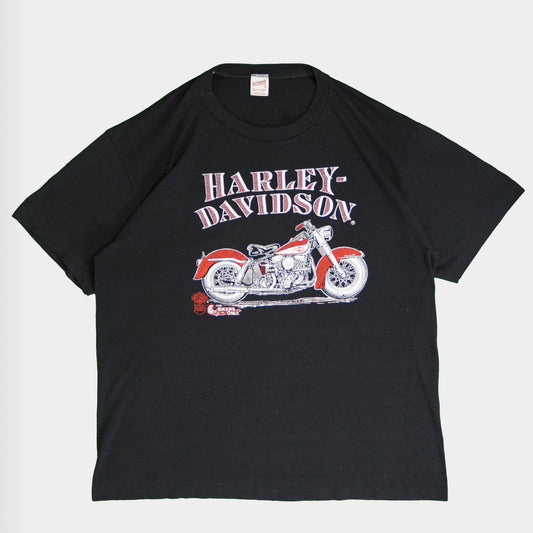 80's HARLEY-DAVIDSON Tシャツ 黒 (XL)/A4080T-SO