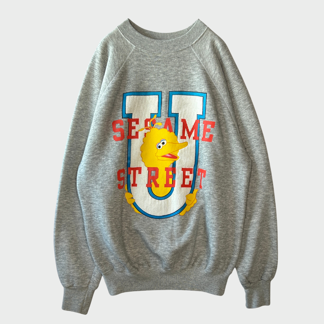 90's Sesame Street Big Bird ビッグバード ラグランスウェット グレー(XL)/C0143S-SO