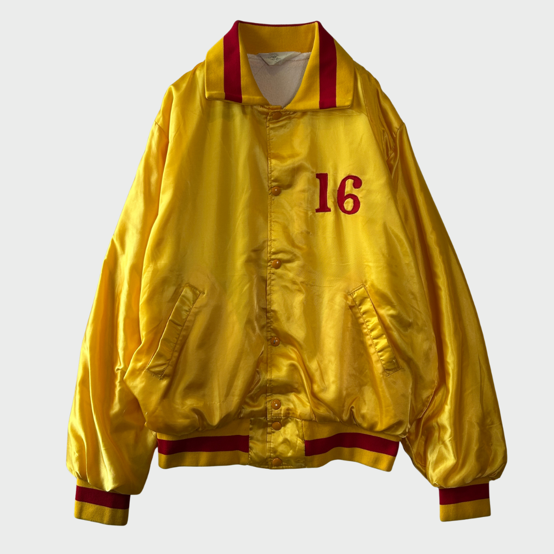 80's SPORTSWEAR "PEPSI" ペプシ ナイロン サテンジャケット イエロー/レッド (L)/A4928J-SO