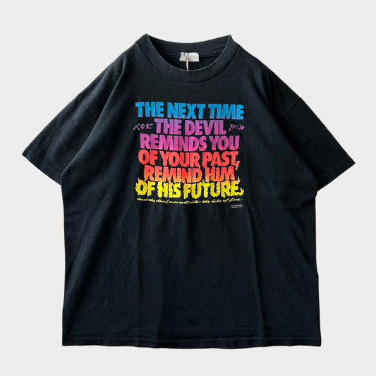 90's LIVING EPISTLES メッセージプリントTシャツ 黒 (XL)/A6419T-SO