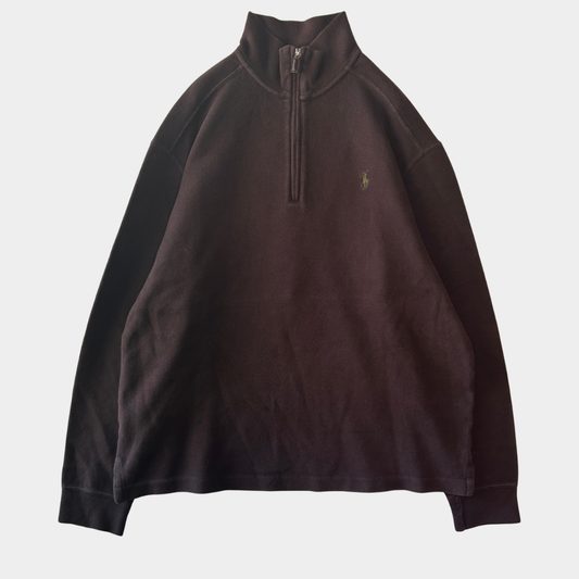 00's Polo by Ralph Lauren ラルフローレン クウォータージップシャツ 茶 (L)/B4194S-SO