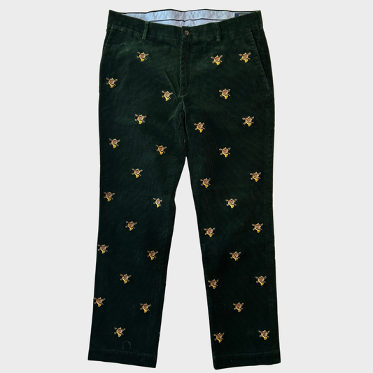 00's POLO Ralph Lauren ラルフローレン アニマル柄 コーデュロイパンツ 緑 (38×34)/A4914P-SO