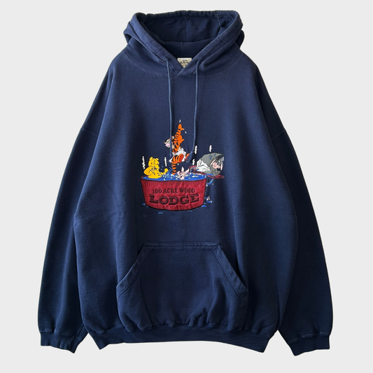 90's Disney ディズニー 100 Acre wood LODGE くまのプーさん キャラクタースウェット 紺 (XL)/A7836S-SO