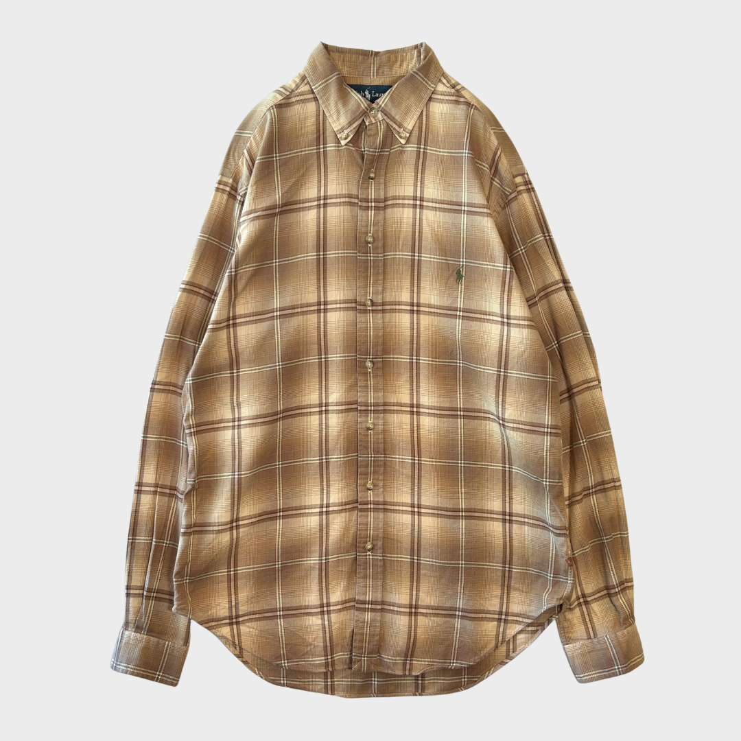 00's  Ralph Lauren  チェックシャツ ベージュ L /A7930SH-SO