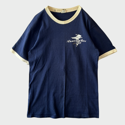 70's Champion チャンピオン バータグ トリムTシャツ リンガー 紺白(M)/A7553T-SO