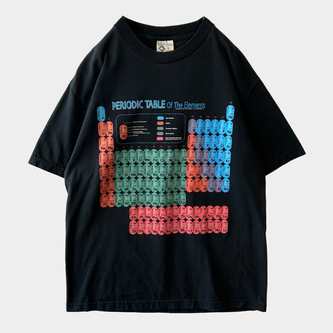 00's PERIODIC TABLE of The Elements 元素周期表 Tシャツ ブラック(L)/C1331T-SO