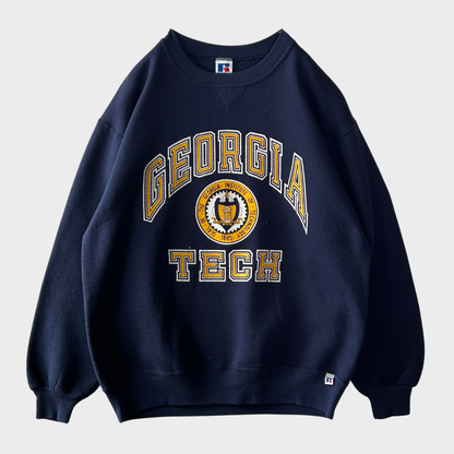 90's Russell Athletic ラッセルアスレティック "Georgia Tech" ジョージア工科大学 カレッジ スウェット 前Vガゼット仕様 ネイビー(L)/B4137R-SO