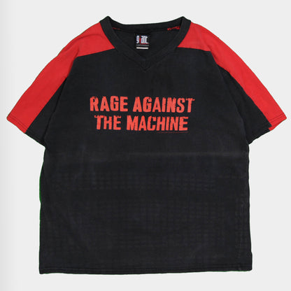 90's RAGE AGAINST THE MACHINE VネックTシャツ (XL)/A3073T-S