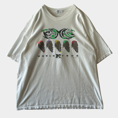 90's Champion デニス・ロッドマン World tour MTV デザインTシャツ 白 (XXL)/B3574T-SO