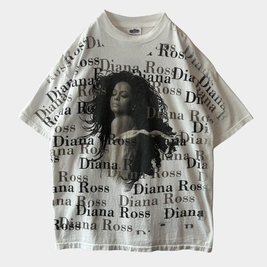 90's Diana Ross ダイアナ・ロス フォトプリント 総柄Tシャツ 白 Winterland (XL)/C0973T-SO