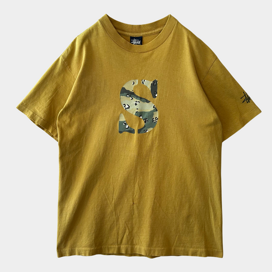 90's Stussy オールドステューシー カモフラ”S”ロゴTシャツ USA製 マスタード(M)/A7242T-SO