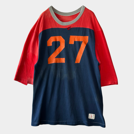 70's champion football T-shirt "27" チャンピオン フットボール Tシャツ ネイビー レッド (L)/A3444T-SO