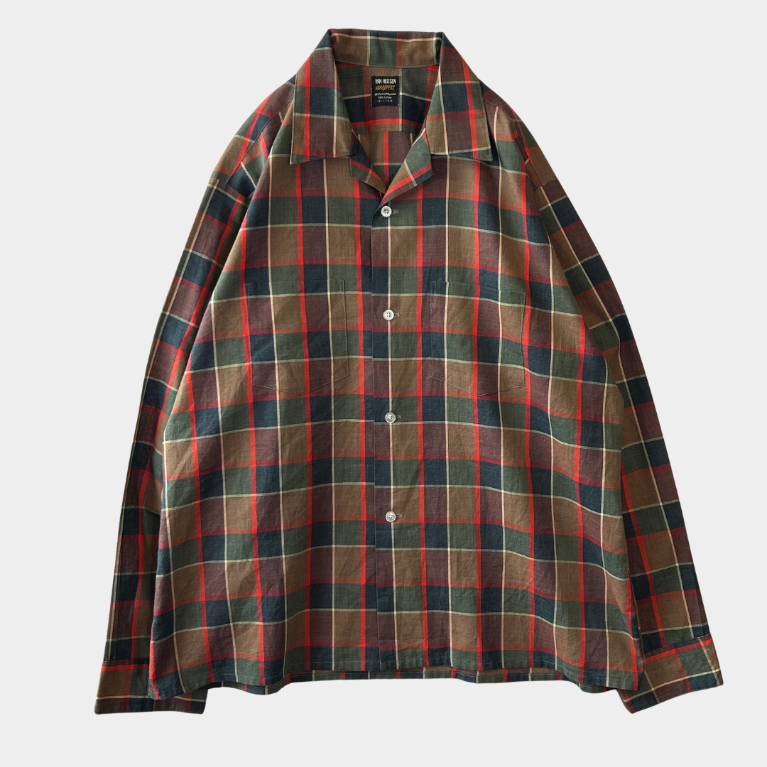 60's Van Heusen  コットン/ポリ混紡 オープンカラーシャツ (L)/C0747SH-SO