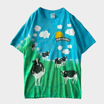 00's GILDAN BEN&JERRY'S アイスクリーム 企業Tシャツ 青緑 (M)/B2028T-SO