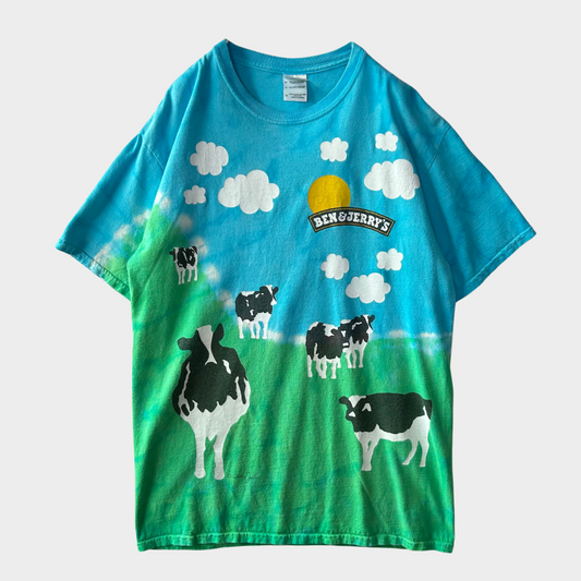 00's GILDAN BEN&JERRY'S アイスクリーム 企業Tシャツ 青緑 (M)/B2028T-SO