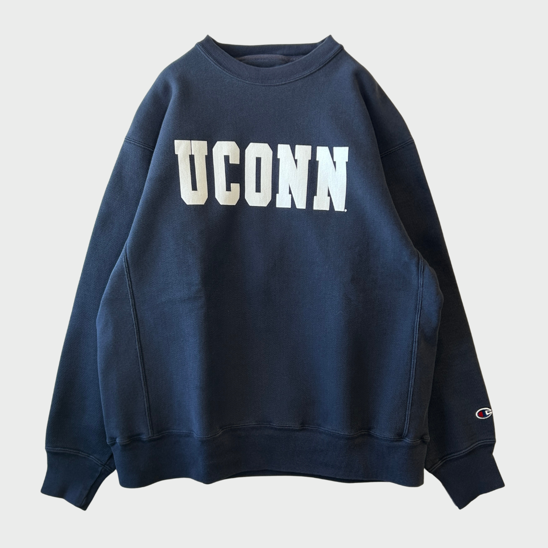 00's Campion チャンピオン Reverse Weave リバースウィーブ UCONN カレッジスウェット ネイビー (L) /B3439S-SO
