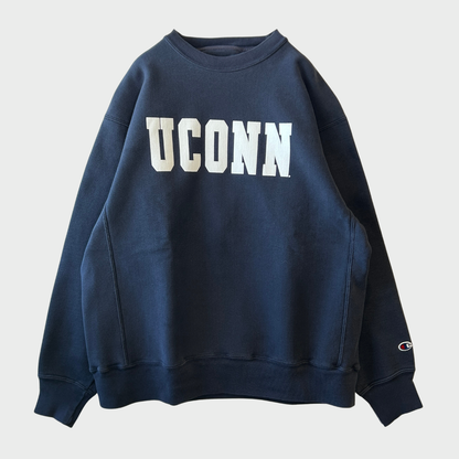 00's Campion チャンピオン Reverse Weave リバースウィーブ UCONN カレッジスウェット ネイビー (L) /B3439S-SO