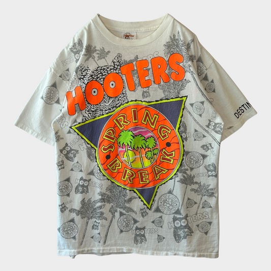 90's HOOTERS SPRINg BREAK レストラン&スポーツバー 企業Tシャツ 白 (XL)/B2067T-SO