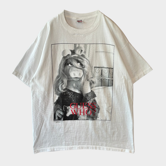 90's anvil GUESS WHO? マペット・ショー ミス・ピギー パロディー Tシャツ 白 (XL)/B2675T-SO