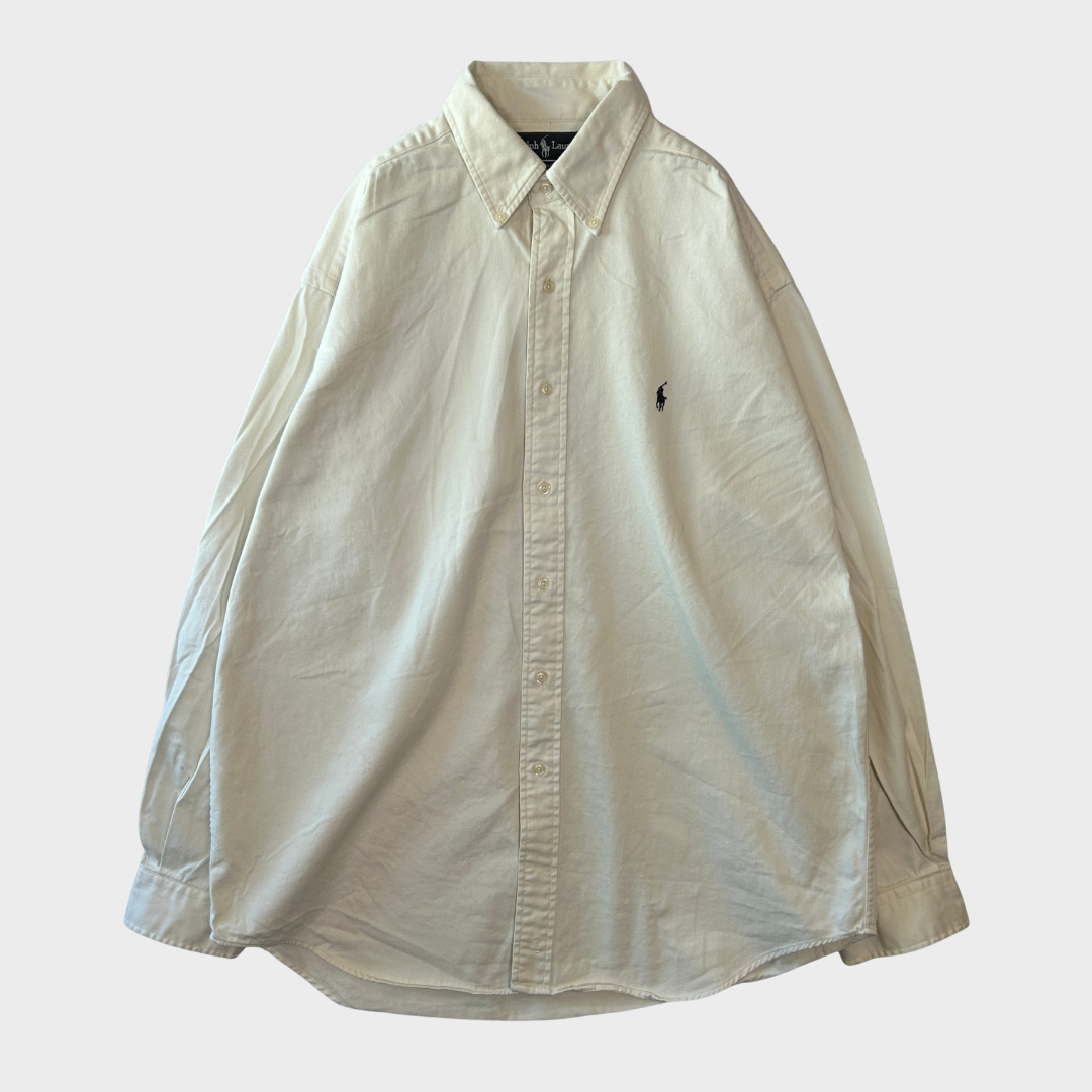 00's Ralph Lauren ラルフローレン 無地シャツ 白 (L)/A7926S-SO