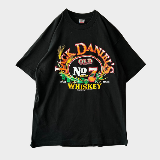 90's FRUIT OF THE LOOM JACK DANIEL'S OLD No'7 アルコールTシャツ 黒 (XL)/B2714T-SO