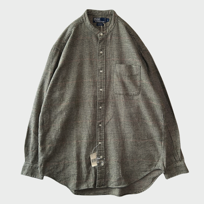00's Ralph Lauren ラルフローレン デッドストック チェック バンドカラーシャツ POSTBOY ベージュ系 (L) /B1162SH-SO