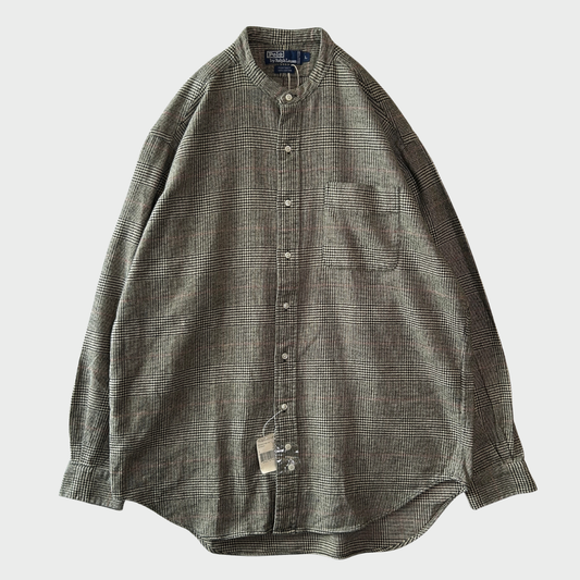 00's Ralph Lauren ラルフローレン デッドストック チェック バンドカラーシャツ POSTBOY ベージュ系 (L) /B1162SH-SO
